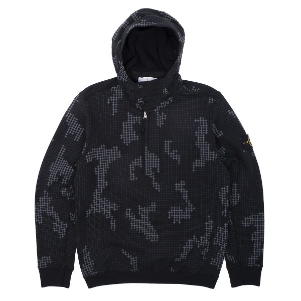 Stone Island Check Grid Camo Half-Zip Hooded Sweatshirt