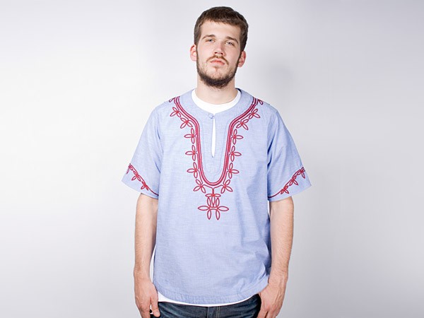 White Mountaineering Cotton Cable Embroidery Stone Wash Shirt