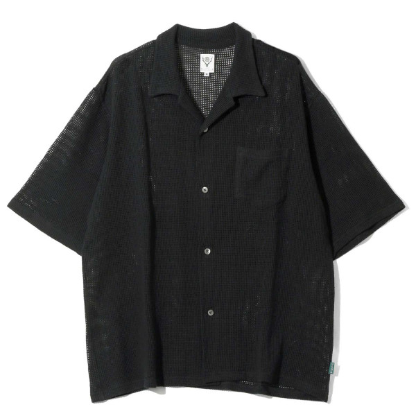 South2 West8 Open Collar Shortsleeve Shirt SX739 Black