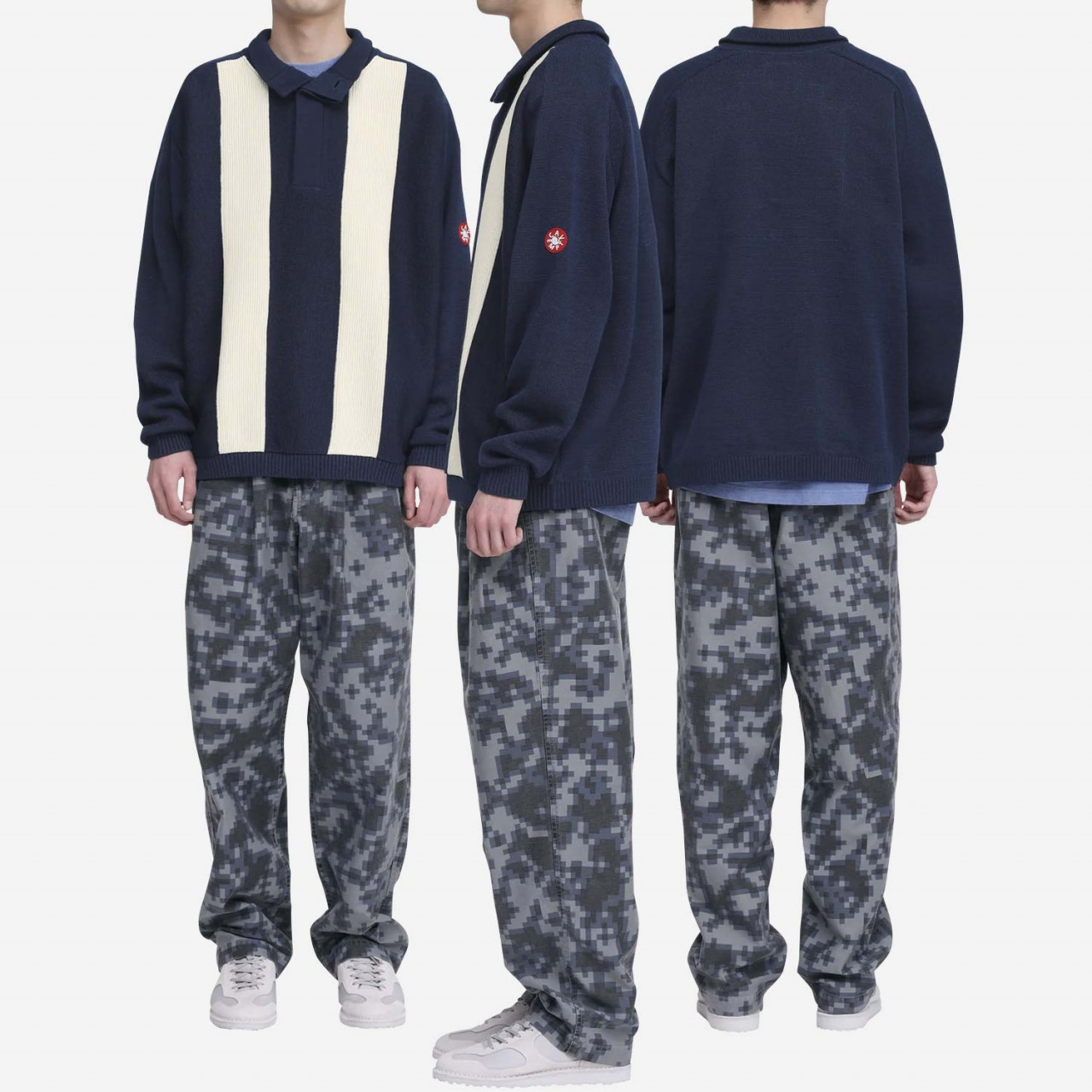CAV EMPT 하프 버튼 업 니트 스웨터