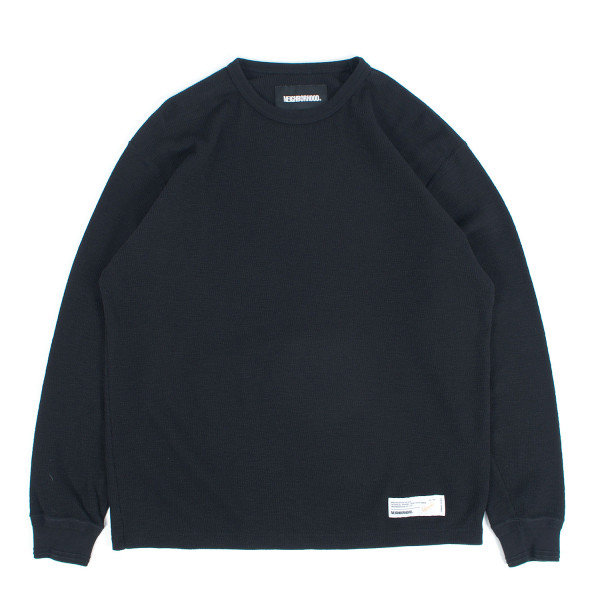 Neighborhood Honeycomb Fabric Crewneck Longsleeve T-Shirt 261UWNH-CSM03 Black