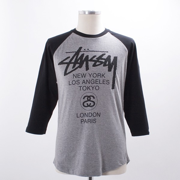 Stussy World Tour Raglan 3/4 Sleeve T-Shirt