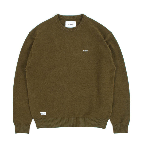 Wtaps Sign-MG Knit Sweater 262FZDT-KNM01 Olive Drab