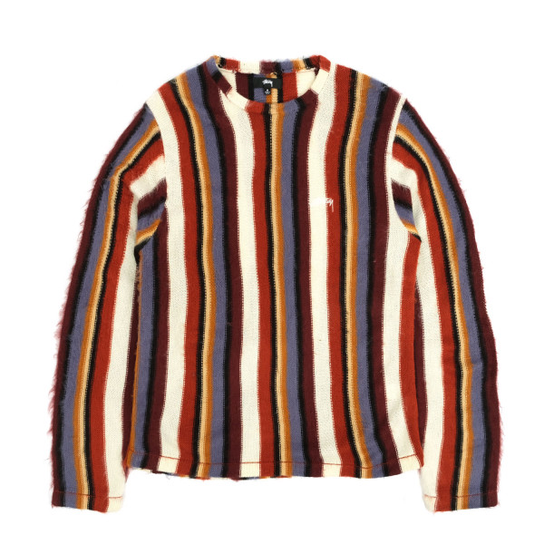 Stussy Vertical Striped Knit Crew Sweater Rust