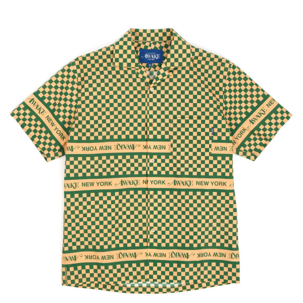 Awake NY Camp Collar Checkerboard Logo Shirt