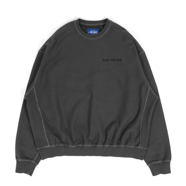 Awake NY Pigment Dyed Embroidered Crewneck Sweatshirt