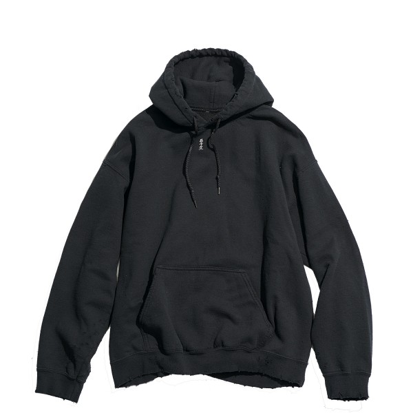 distressed hooded sweatshirt