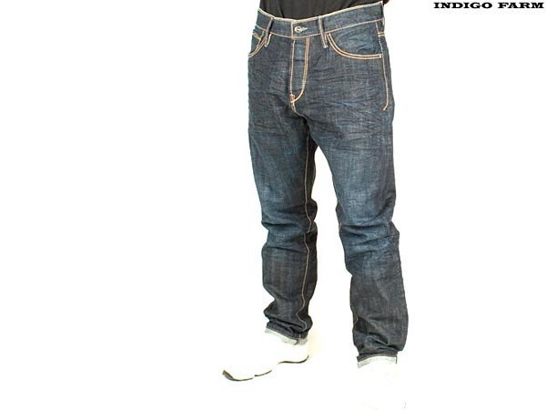 Indigo Farm Indigo Rinse Wash Jeans (Crease Effect)