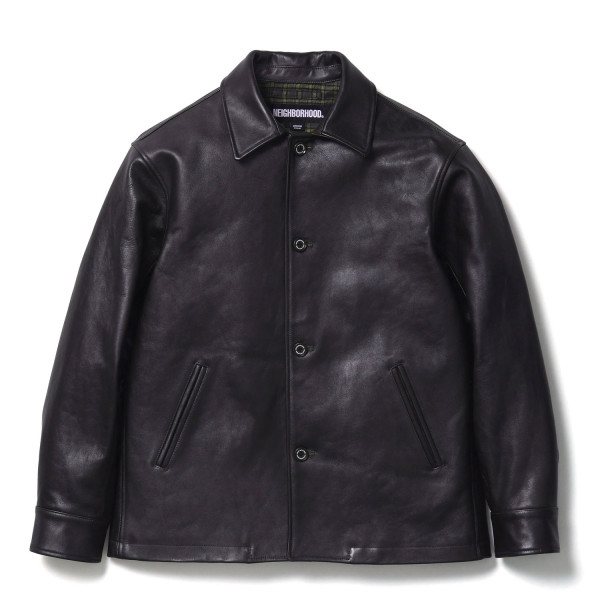 Neighborhood Leather Car Coat 252SZNH-JKM06 Brown