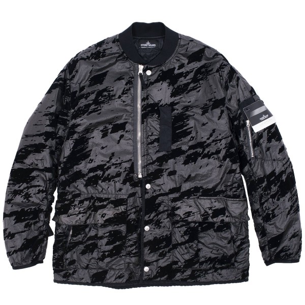 Stone Island Shadow Lucid Flock Drop Pocket Padded Bomber Jacket