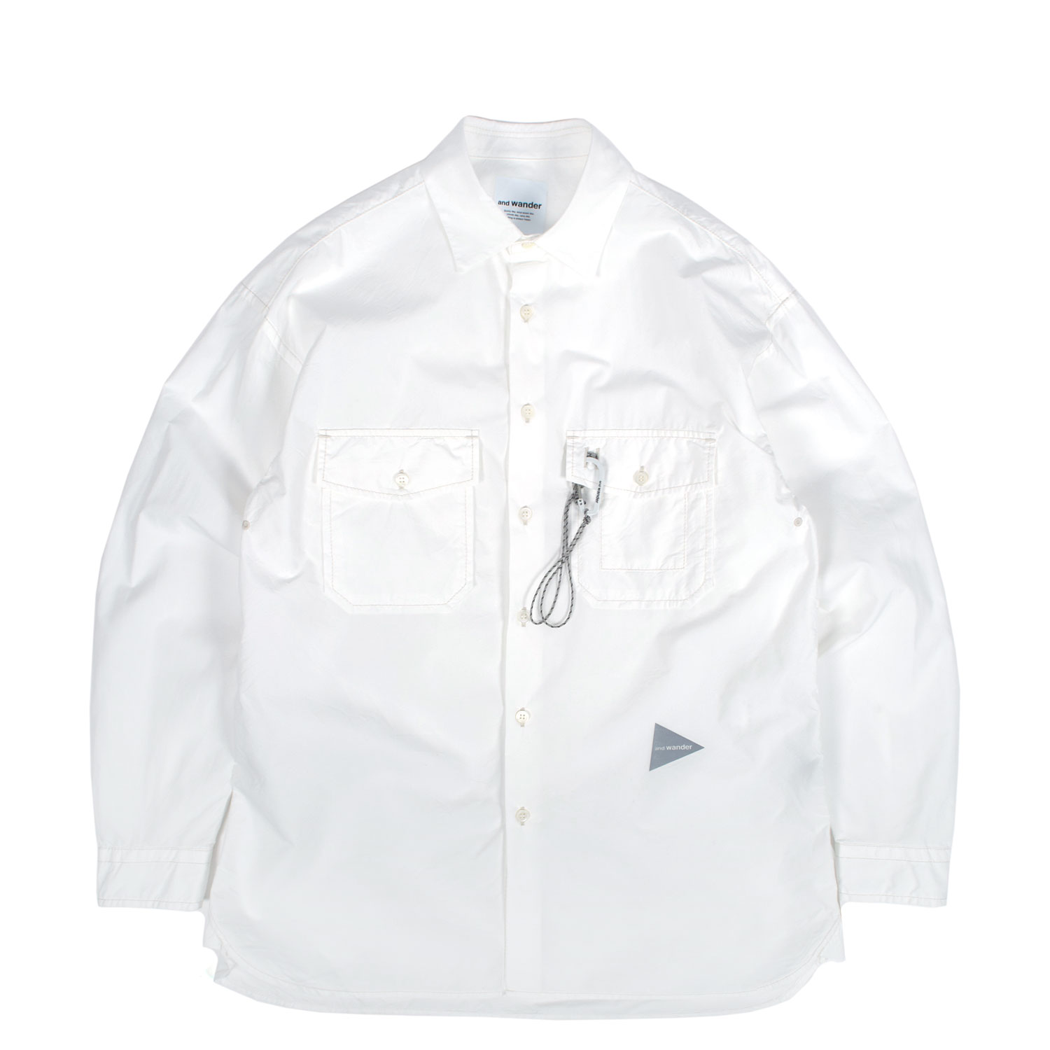 and wander 白シャツ CORDURA typewriter shirt and wander (アンドワンダー) CORDURA typewriter shirt