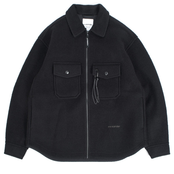 and Wander Wool Shaggy Zip Jacket 5745283053 Black