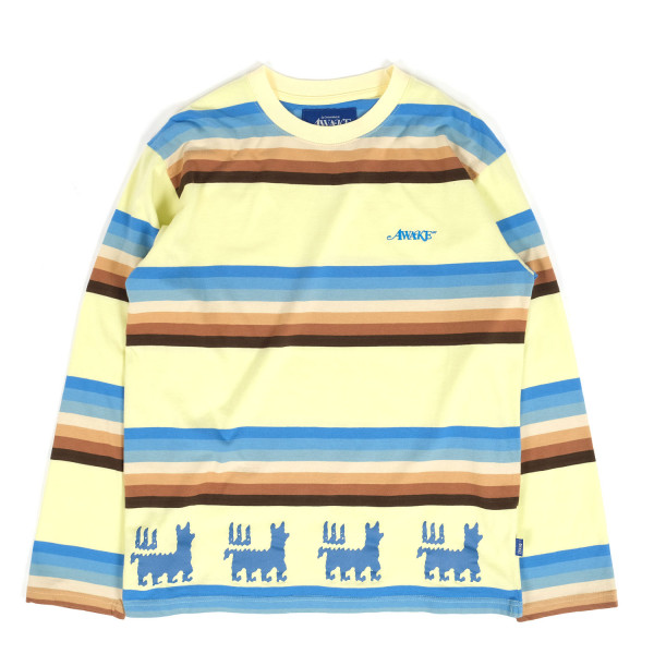 Awake NY Striped Llama Printed Long Sleeve T-Shirt