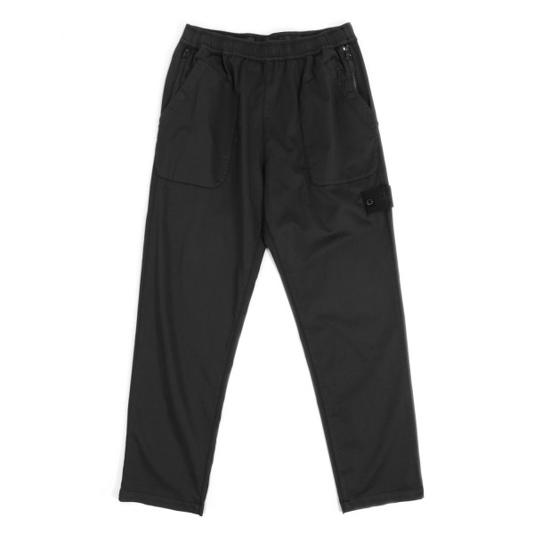 Stone Island Ghost Piece Satin Garment Dyed Pants Black