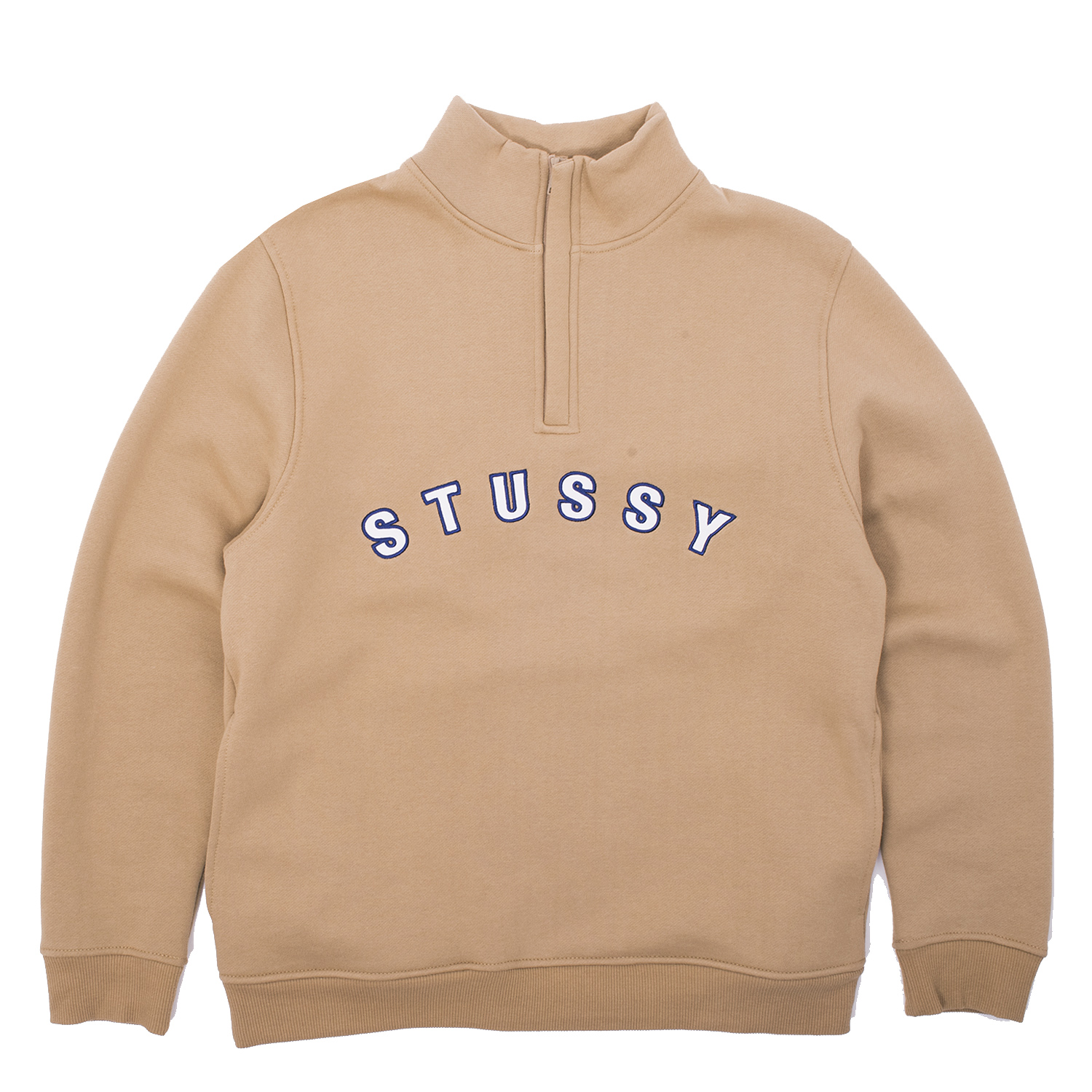 stussy check ls zip mock neck