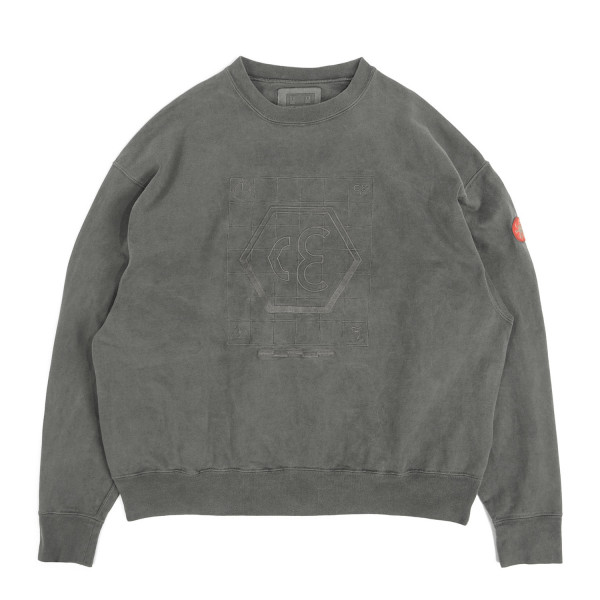 Cav Empt Overdye Grid CE Light Crew Neck Sweatshirt Charcoal