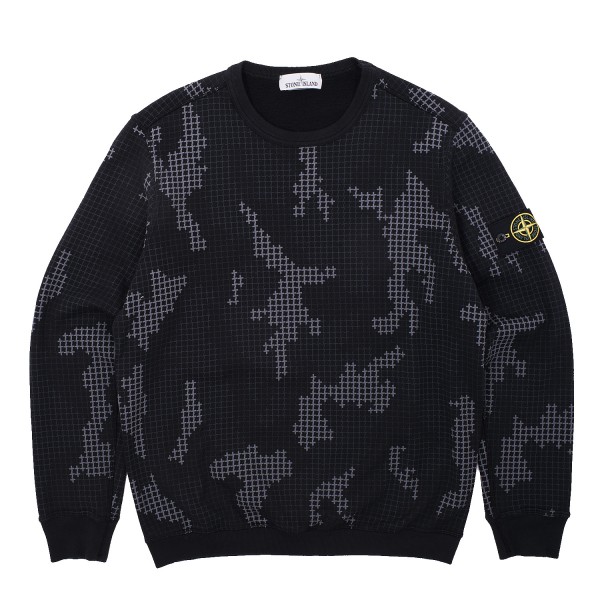 Stone Island Check Grid Camo Crewneck Sweatshirt