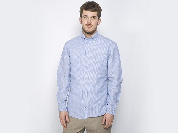 Gitman Vintage Linen Chambray Striped Shirt