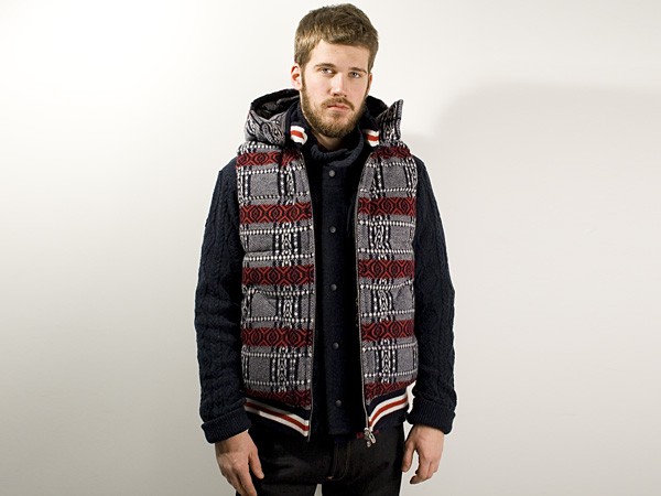 White Mountaineering Wool Jacquard Knit Down Vest