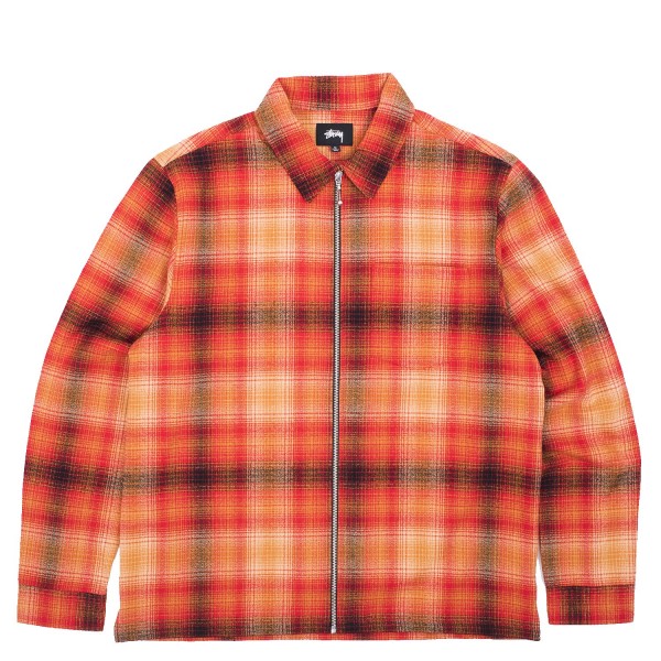 Stussy Zip-Up Crepe Plaid Longsleeve Shirt