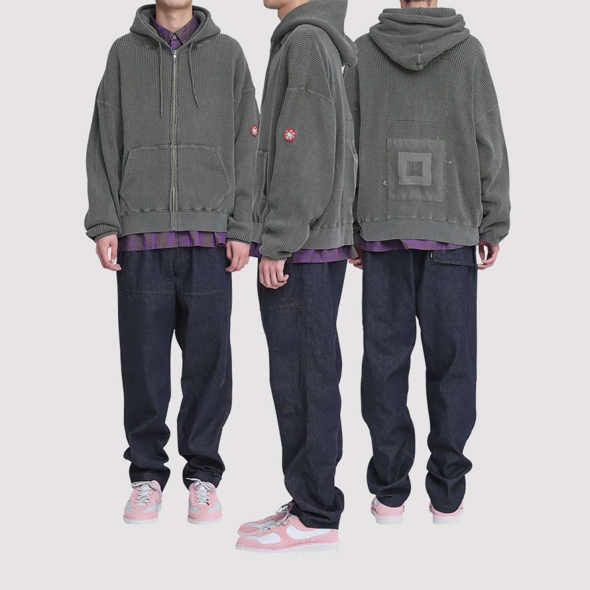 Cav Empt Overdye Wide Rib Cut Zip Hooded Sweatshirt