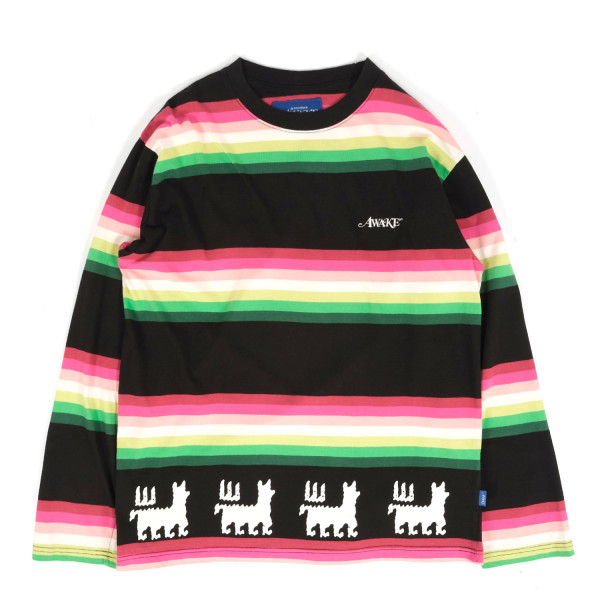 Awake NY Striped Llama Printed Long Sleeve T-Shirt