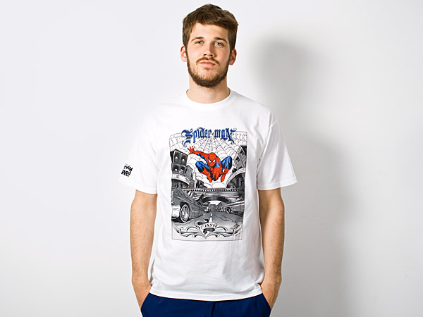 Stussy Marvel Spiderman by Mr. Cartoon T-Shirt | FIRMAMENT Stussy Marvel Spiderman by Mr. Cartoon T-Shirt | FIRMAMENT