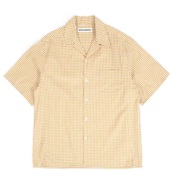Wacko Maria Gingham Check Open Collar Shortsleeve Shirt 26SS-WMS-OC18 Yellow