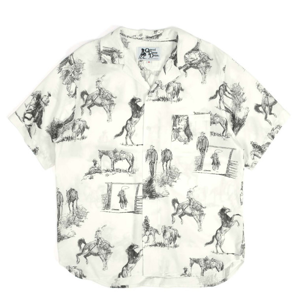 One Of These Days Charcoal Montage Camp Shirt 01D-06-013 Bone